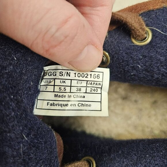 Ugg Chocolate Brown Suede Leather Heeled Ankle Boots Sz 7 Wool Sheepskin‎ Warm - Picture 2 of 11